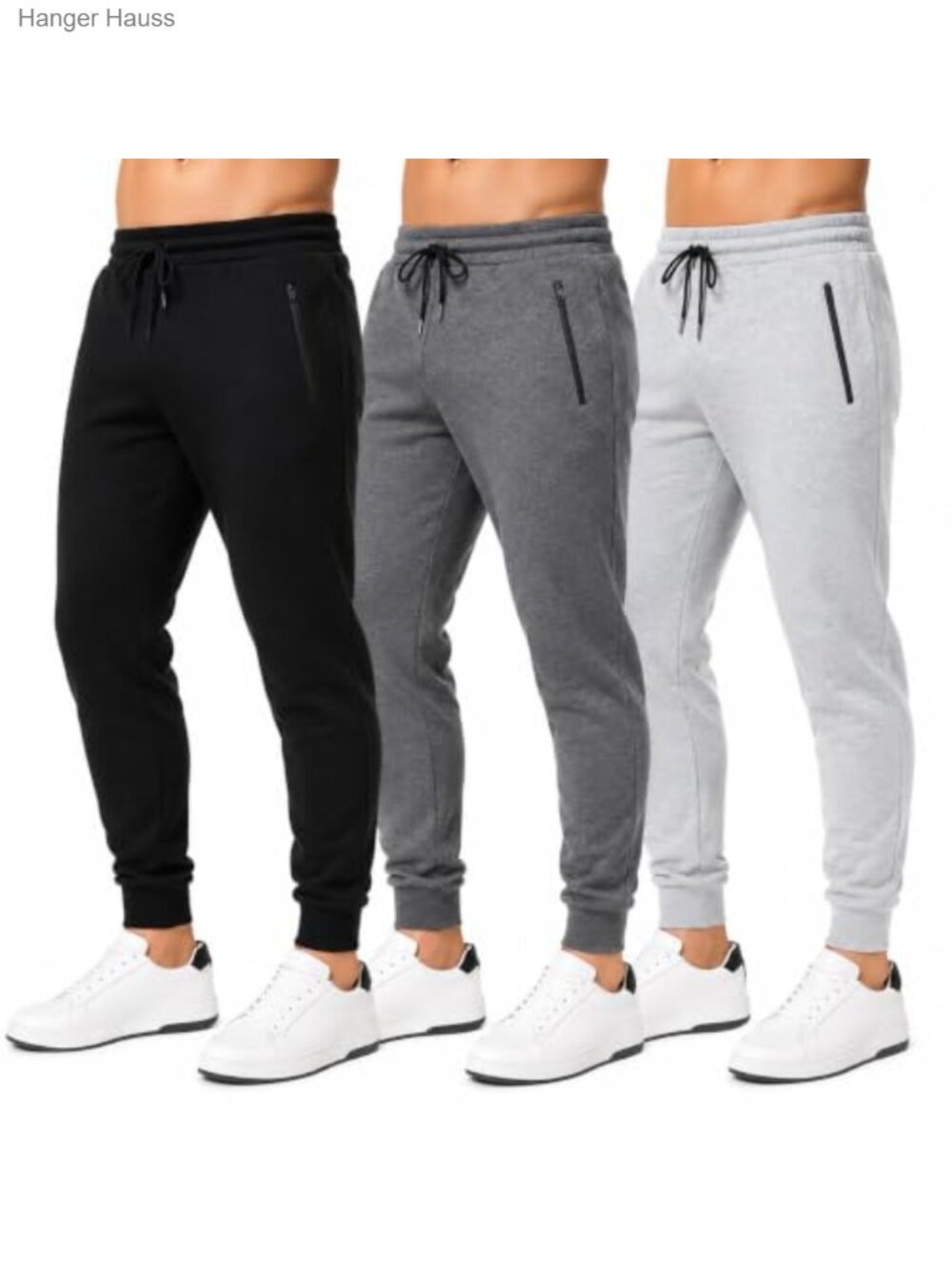 Men's Fleece Joggers 3-Pack with Pockets, Athletic Sweatpants